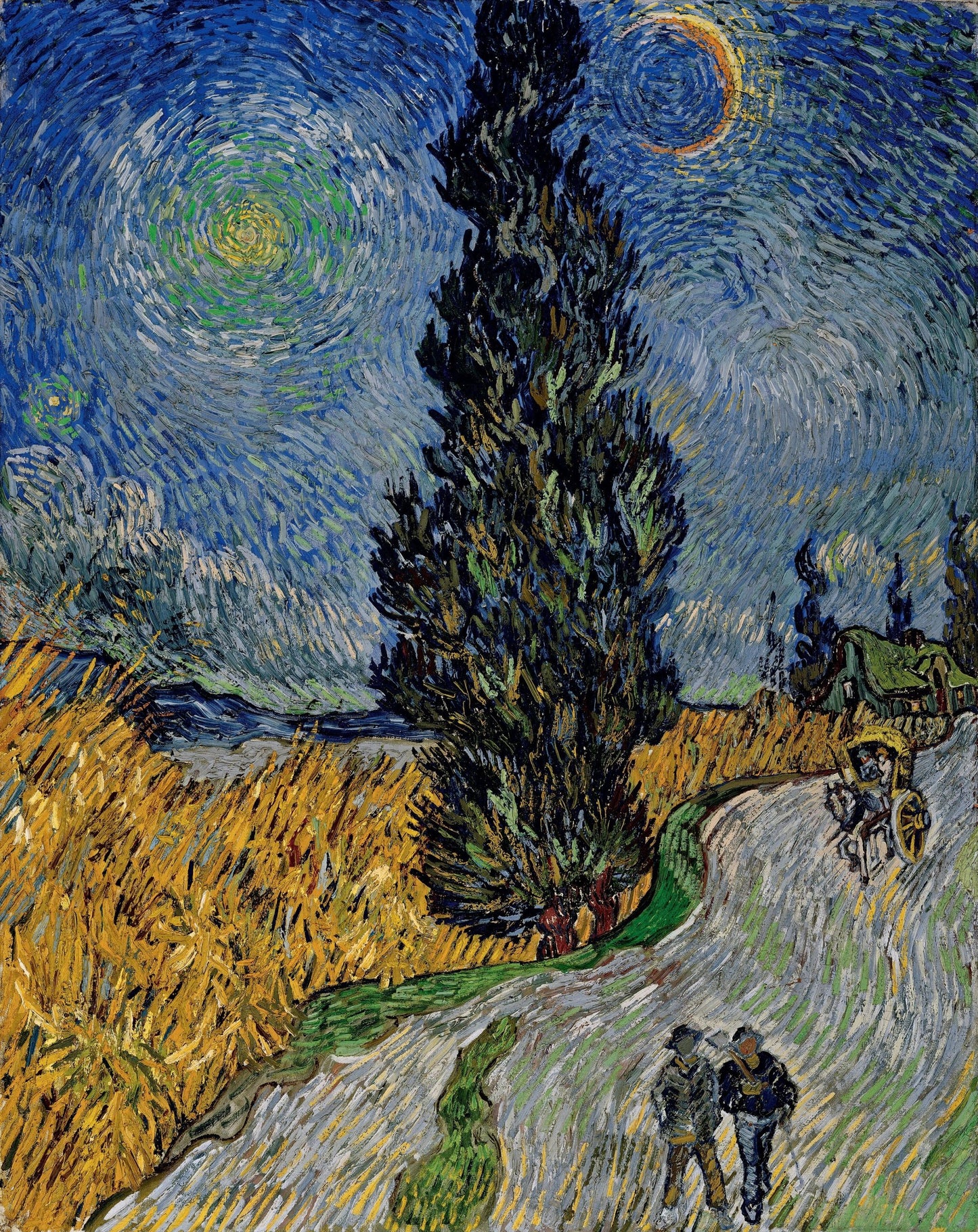 Country Road in Provence by Night (Road with Cypress and Star)