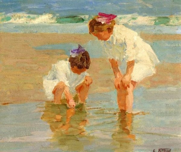 Girls Playing in Surf
